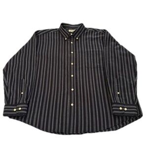 St. John’s Bay Iron Free Long Sleeve Mens Shirt, Size XL, Black & Gray Stripe